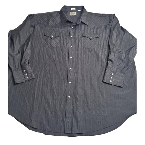 Ely Cattleman Big Man Black Pearl‎ Snap Long Sleeve Shirt Men's 4XL - Picture 1 of 6